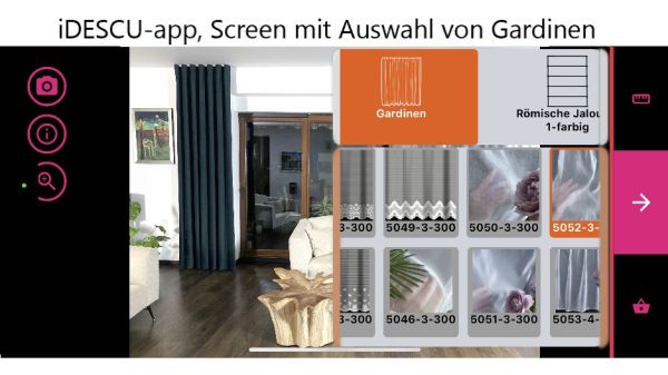 Auswahl von Gardinen, iDESCU-App
